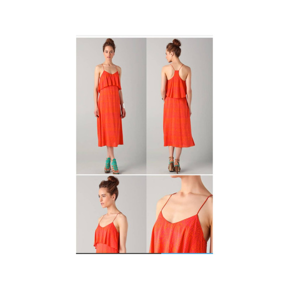Thakoon Addition Women's 4 Racer Back Orange Print Rayon Spaghetti Strap Dress - Picture 13 of 13